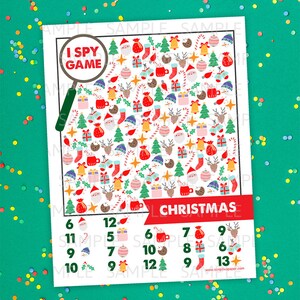 Christmas I SPY Worksheet Christmas Counting and Numbers Activity - Etsy