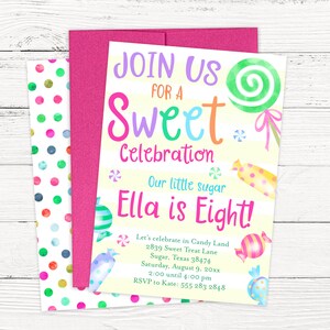 Candy Birthday Party Invitation - Sweet Celebration Birthday Party Invitations