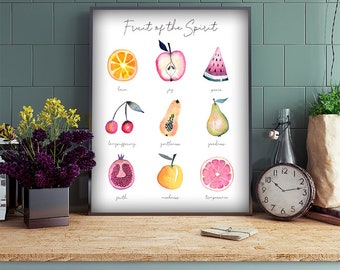 Fruit of the Spirit Wall Art - Galatians Christian Scripture Home Decor and Art