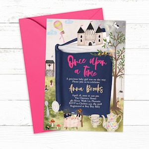 Book Baby Shower Invitation - Gorgeous Fairytale Storybook Baby Shower Invitation for Baby Girl