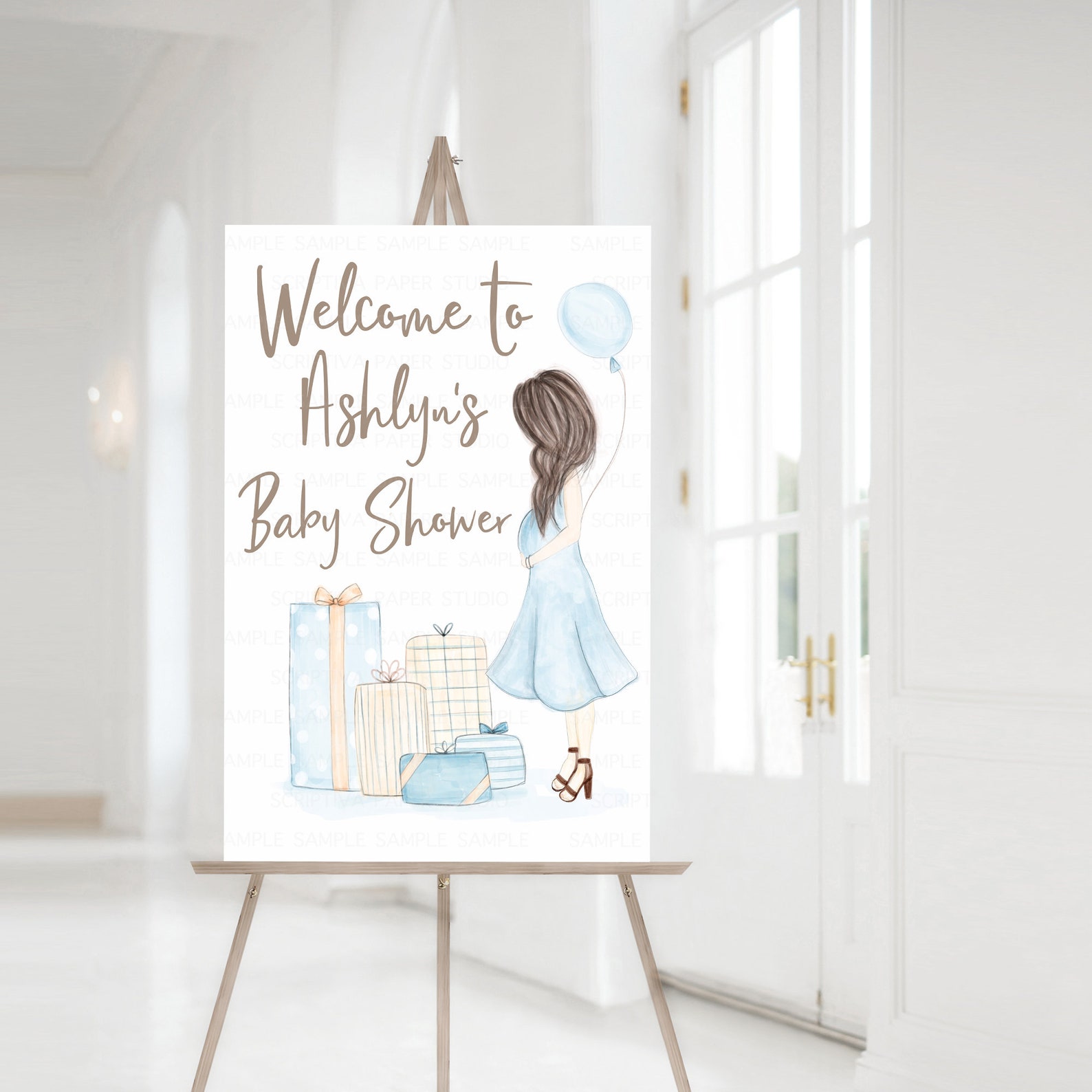 Maternity Baby Shower Sign Blue Momtobe Silhouette Etsy