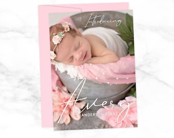 Script Birth Announcement - Girl Baby Announcement