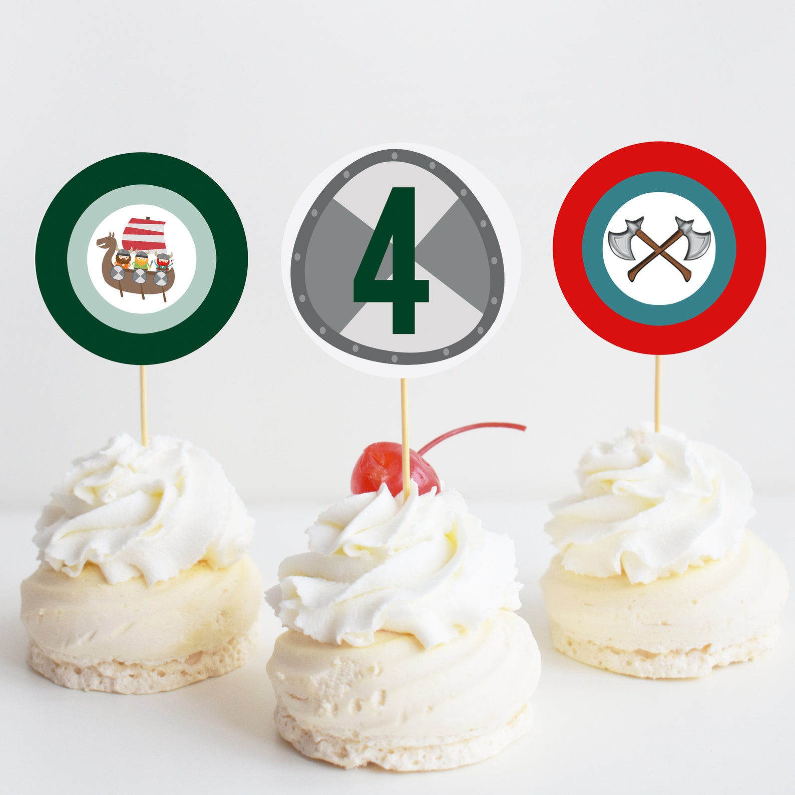 Set of 4 Viking Warrior Stickers Viking Cupcake Toppers Etsy