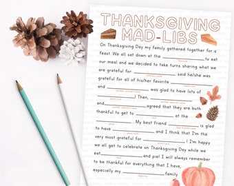Thanksgiving Mad Libs - Funny Grammar and Writing Thanksgiving Game
