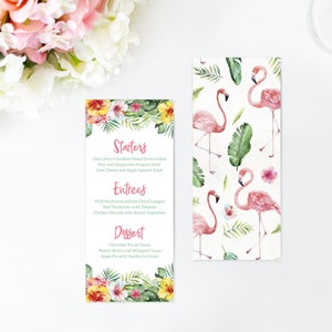 Menú Tropical Luau - Menú de Flores de Hibisco Hawaiano - Personalizado y Personalizado