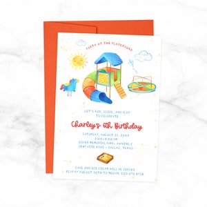 Party at the Playground - Party at the Park Birthday Party Invitation for Boys or Girls