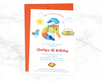 Party at the Playground - Party at the Park Birthday Party Invitation for Boys or Girls