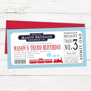 Train Ticket Birthday Party Invitation - Choo Choo Train Birthday