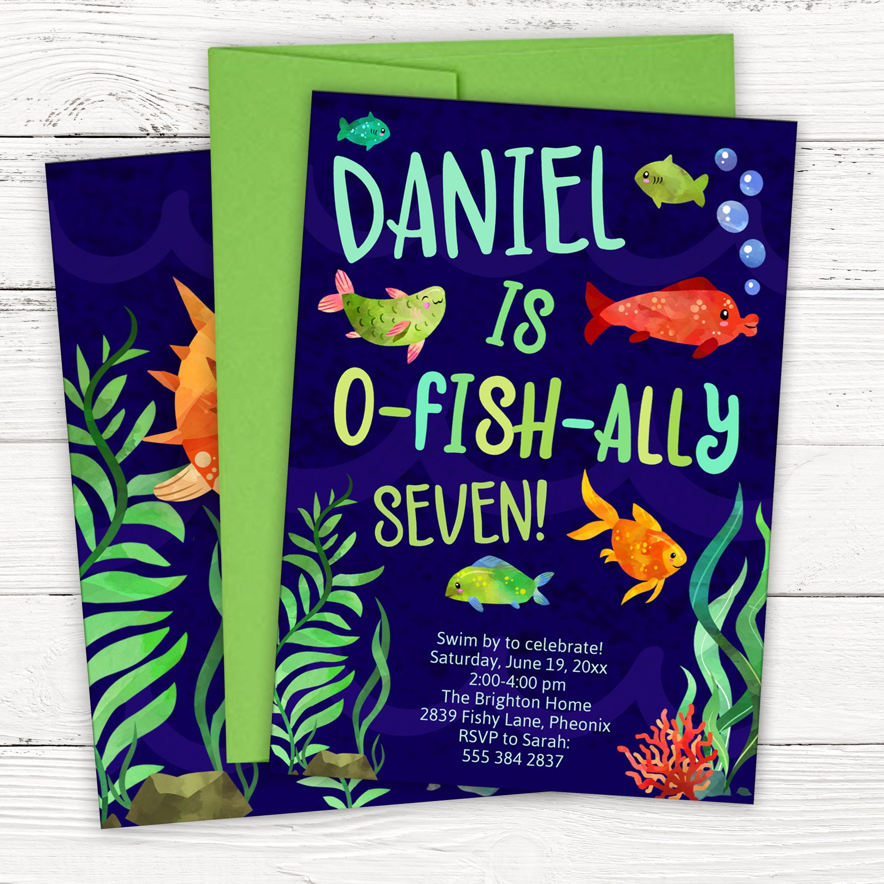Colorful Fish Birthday Party Invitation - Etsy