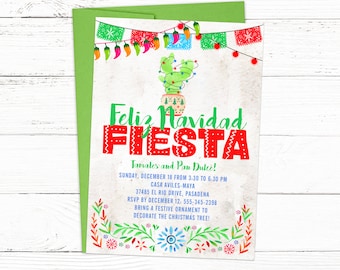 Christmas Cactus Feliz Navidad Party Invitation