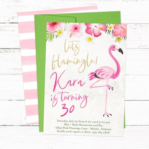 Pink Flamingo Party Invitation | Let&#39;s Flamingle Birthday Invitations