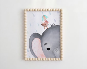 Baby Elephant Wall Art Print, Cute Nursery Decor, Whimsical Animal Art, Rainy Day Elephant Print, Kids Room Wall Decor -Ashlee Noble Johnson