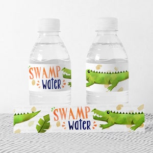 Étiquettes pour bouteilles d'eau en alligator - Fête d'anniversaire crocodile ou alligator