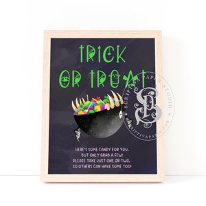 Halloween Trick or Treat Candy Sign - Customize the message with editable text!