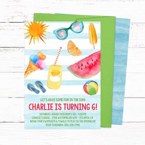 Summer Fun Birthday Party Invitation | Fun in the Sun Invitation for boys or girls