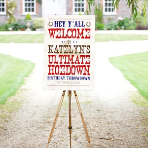Hoedown Party Welcome Sign - Country Western Barn Dace Party Decor