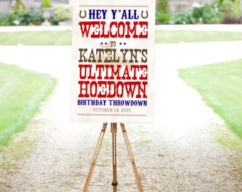 Hoedown Party Welkomstbord - Country Western Barn Dace Party Decor
