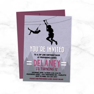 Zip Line Birthday Invitation for Girls