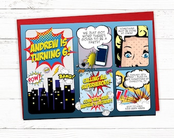 Superhero Comic Birthday Party Invitation