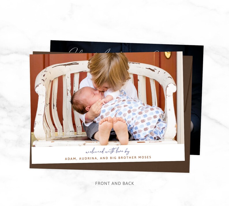 Handsome Boy Birth Announcement Baby Boy Announcement Photo Etsy