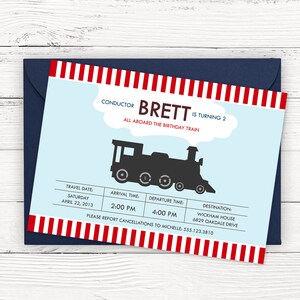 Train Birthday Party Invitation - Locomotive Invitation