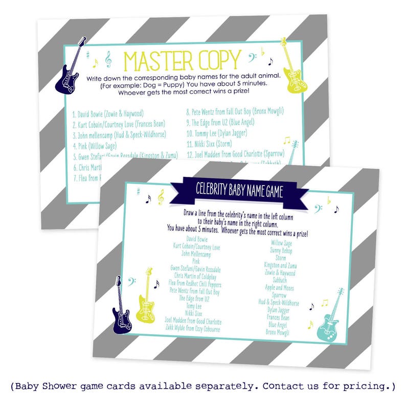 Rock a Bye Baby Shower Invitation Guitar & Drums Music Etsy