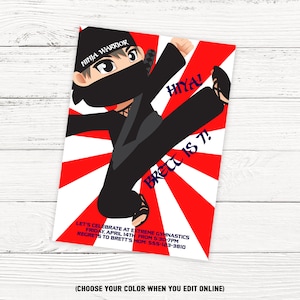 Ninja Warrior Birthday Party Invitation - Karate and Martial Arts Invitation
