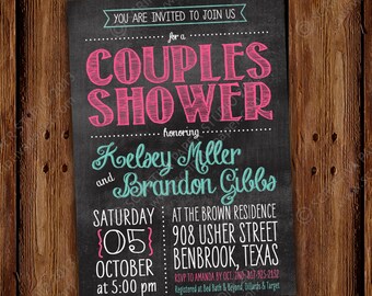 Chalkboard Couples Shower Invitation - Printable File or Printed Invitations