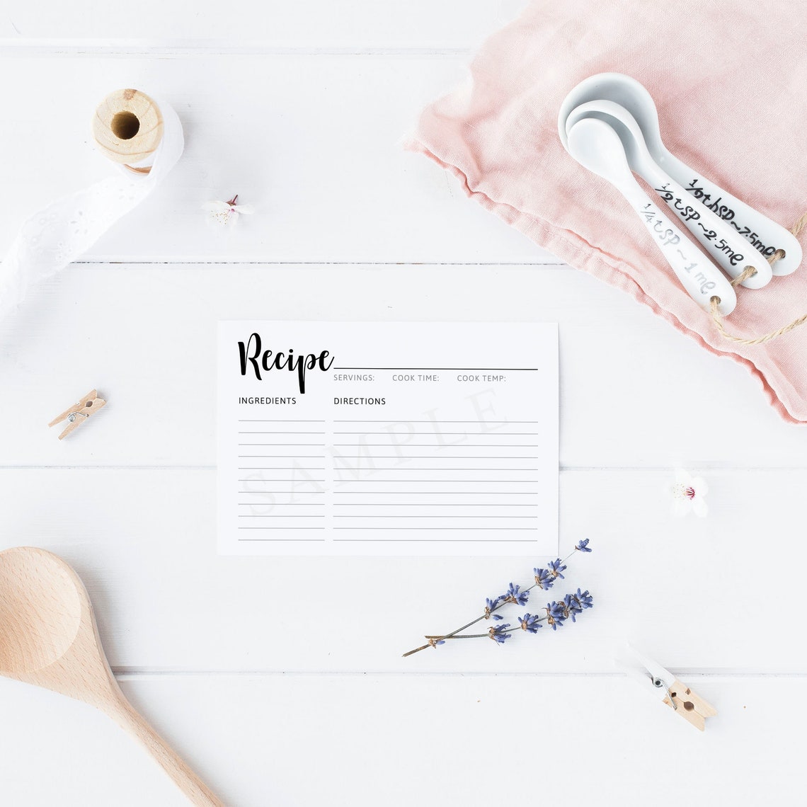 Classic Black and White Recipe Card Printable Kitchen Recipe - Etsy