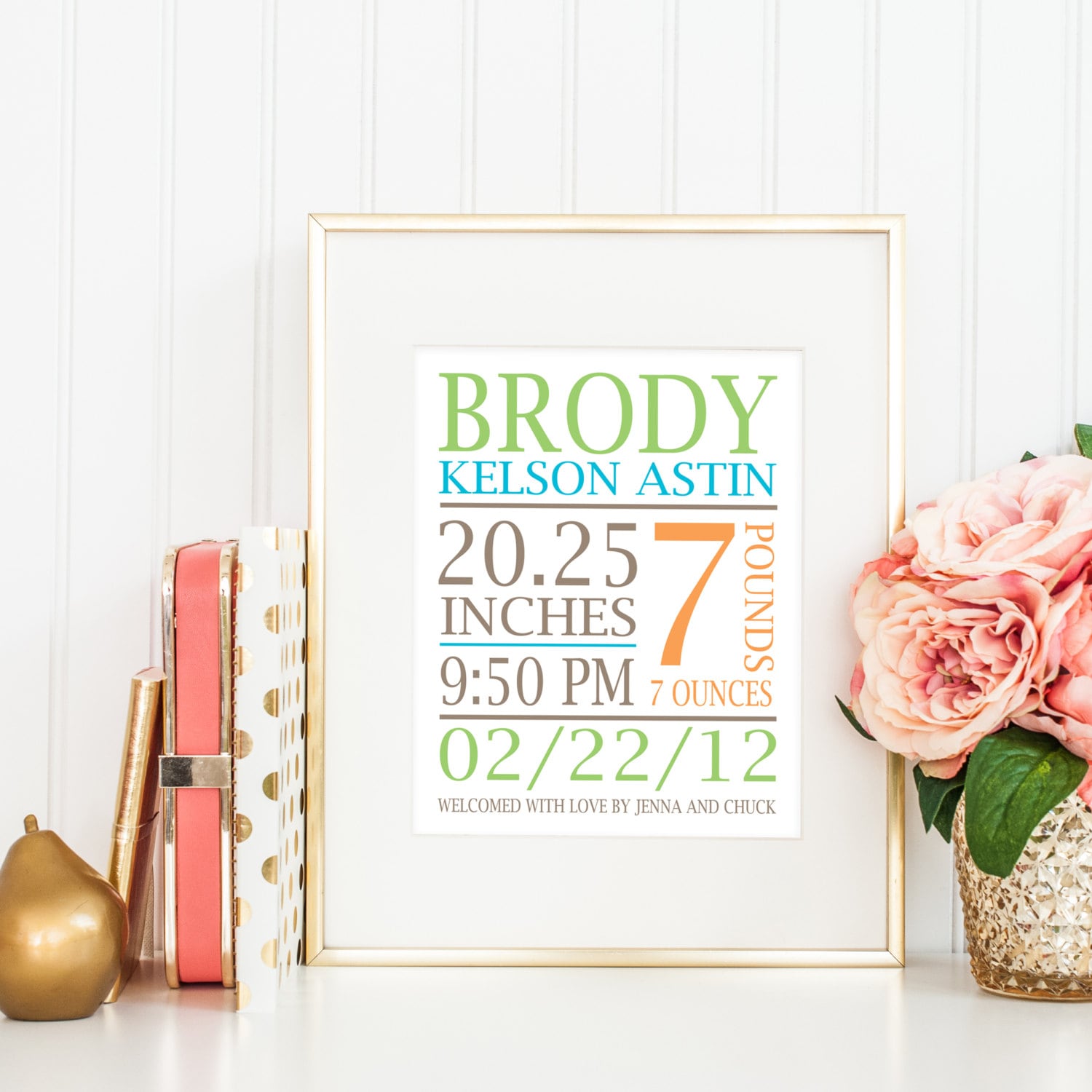 Baby Stats Nursery Wall Art Birth Announcement Print Name | Etsy
