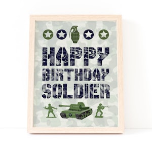 Happy Birthday Soldier Party Sign | Army Military Birthday Party Decor