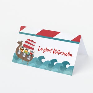 Viking Party Place Cards and Menu Food Tent Cards