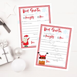 2er Set Briefe an Santa - Weihnachtswunschliste zum Ausdrucken