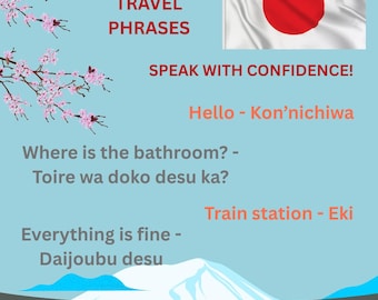 Japanese Travel Phrases one page PDF – 40 Essentials – Printable One-Pager