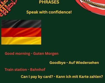 German Travel Phrases one page PDF – 40 Must-Know Expressions with Pronunciation – Printable One-Pager