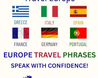 European Travel Phrase Bundle – 6-Language PDF Set – French, Spanish, Italian, German, Greek & Portuguese