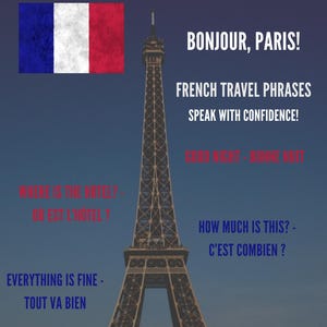 French Travel Phrases one page PDF – 40 Essential Expressions with Pronunciation – Printable One-Pager