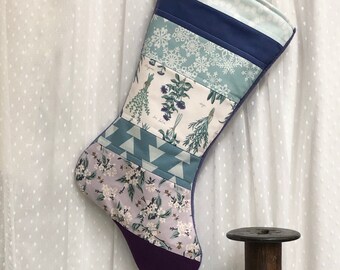 Personalized Lavender Herbs /& Honey Bee Christmas Stocking Quilted Patchwork Nature Handmade Farmhouse Rustic Holiday Sage