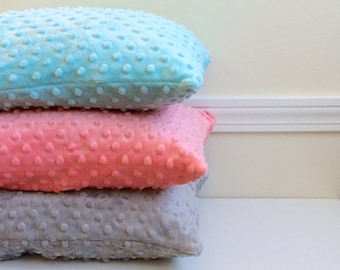 Minky Pillowcase - Toddler size - 12x16 or 13x18 inch - Sleep Pillowcase, Grey, Light Grey,White, Ivory, Pink, Fuchsia, Coral, Aqua