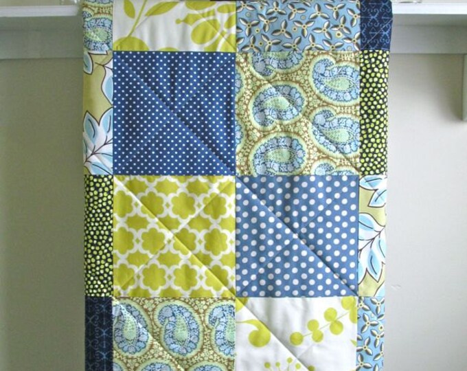 Blue Green Baby Boy Handmade Quilt Baby Crib Quilts for Sale Etsy