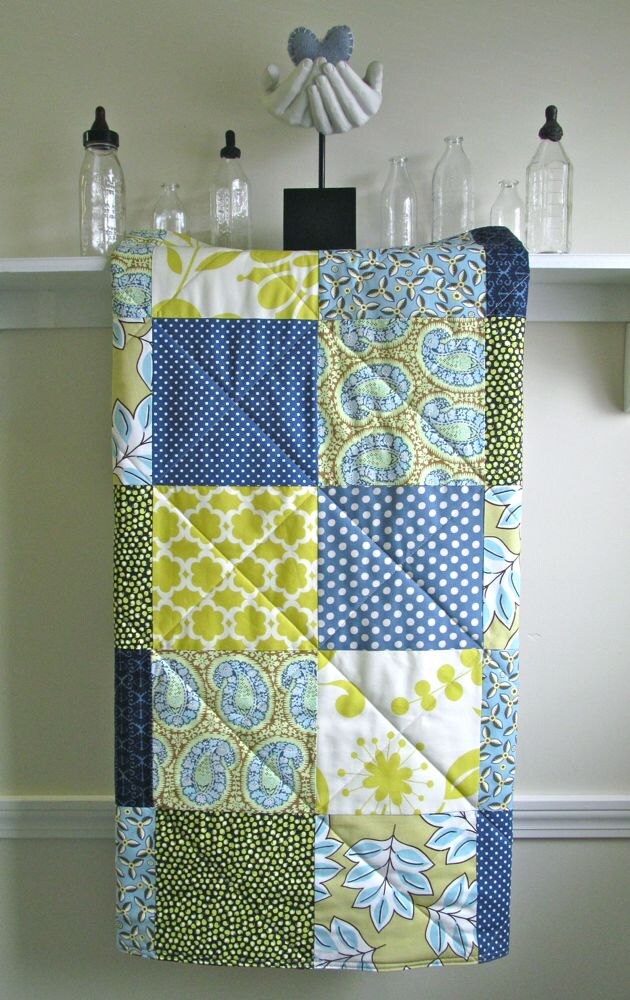 Blue Green Baby Boy Handmade Quilt Baby Crib Quilts for Sale Etsy