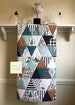 Bear Mountain Triangles Baby Quilt Handmade, Woodland Baby Nursery Bedding Teal Copper, Boy Baby Blanket, Bear & Cub Baby Bedding 