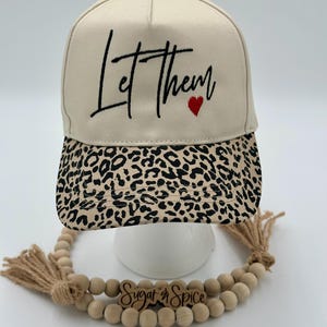 Let Them Embroidered Hat – Leopard Print Trucker Cap with Red Heart – Inspirational Statement Hat – Empowerment Snapback