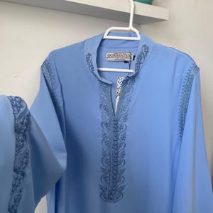 Simple and Fancy Moroccan dress with embroidery details, Moroccan embroidered caftan with the same color