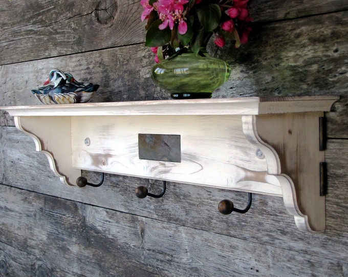 Distressed Furniture Coat Rack Shelf Wood Shelving Shabby Etsy