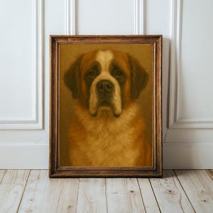 St. Bernard Wall Art Print, Vintage Dog Portrait, St. Bernard Decor,  Pet Lover Gift, Rustic Dog Art, Nursery Wall Art, Digital Print