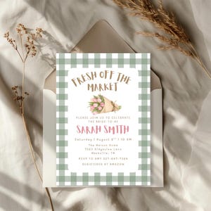 Fresh Off the Market Bridal Shower Invitation Template - Editable Canva Design | Farmers Market Theme Invite | Printable Bridal Shower