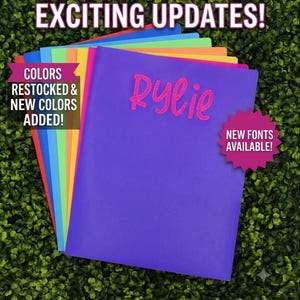 Personalized Embroidered School Folder: Custom Name Three-Prong Two-Pocket Organizer