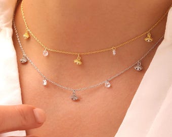 Evil Eye Charm Necklace, Protection Jewelry, Good Luck Pendant, Layered Evil Eye Necklace, Dainty Lucky Charm Jewelry, Good Luck Amulet Gift