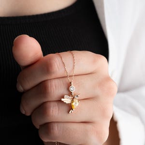 Hummingbird Birthstone Necklace, Minimalist Bird Necklace With Chakra Gemstone, Bird Lovers Necklace, Birthday Gift For Her, Bridesmaid Gift